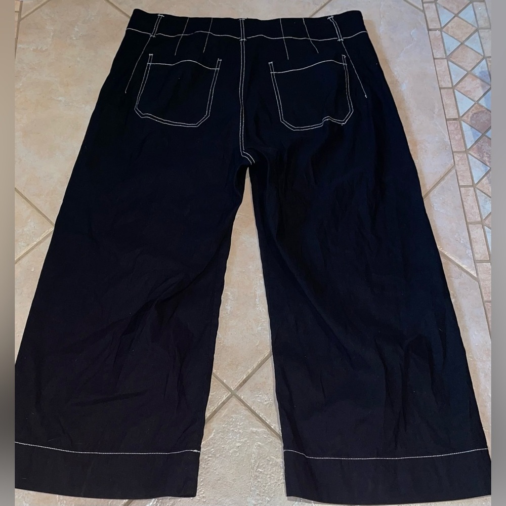 Maeve Anthropologie Women’s Colette Crop Wide Leg Pants Black Pockets 16W - Picture 6 of 12